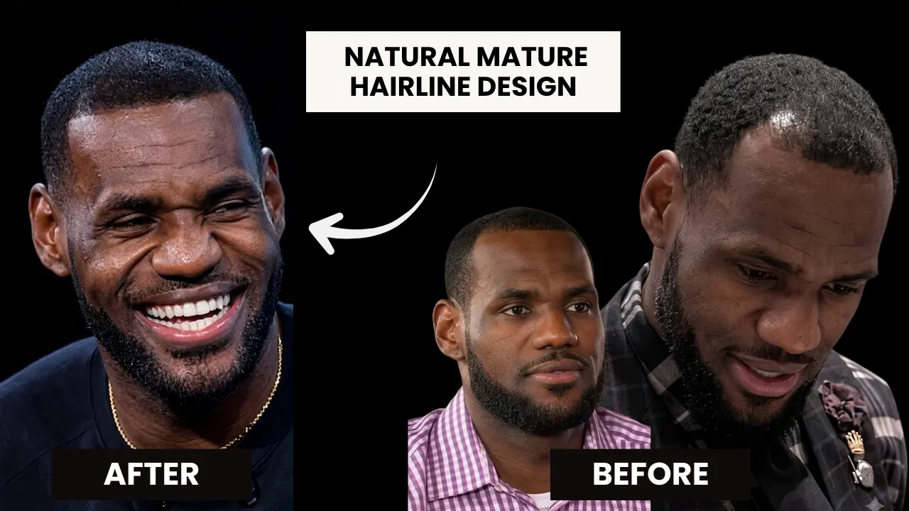 LeBron James natural mature hairline design before and after comparison