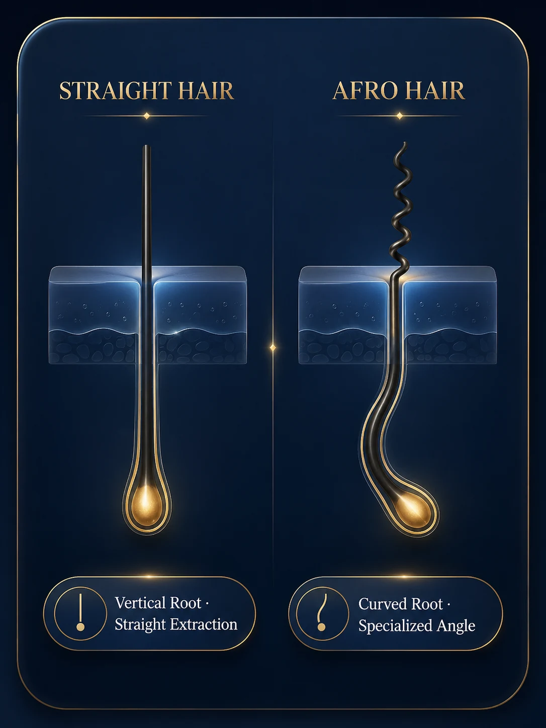 Straight Hair Vs Afro Hair Follicle Anatomy Comparison